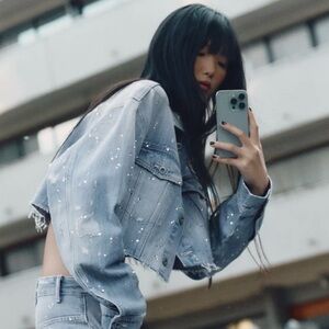 Zara rhinestone cropped jacket